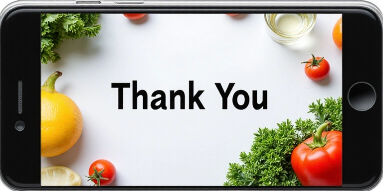 A thank you message with a healthy, vibrant background.
